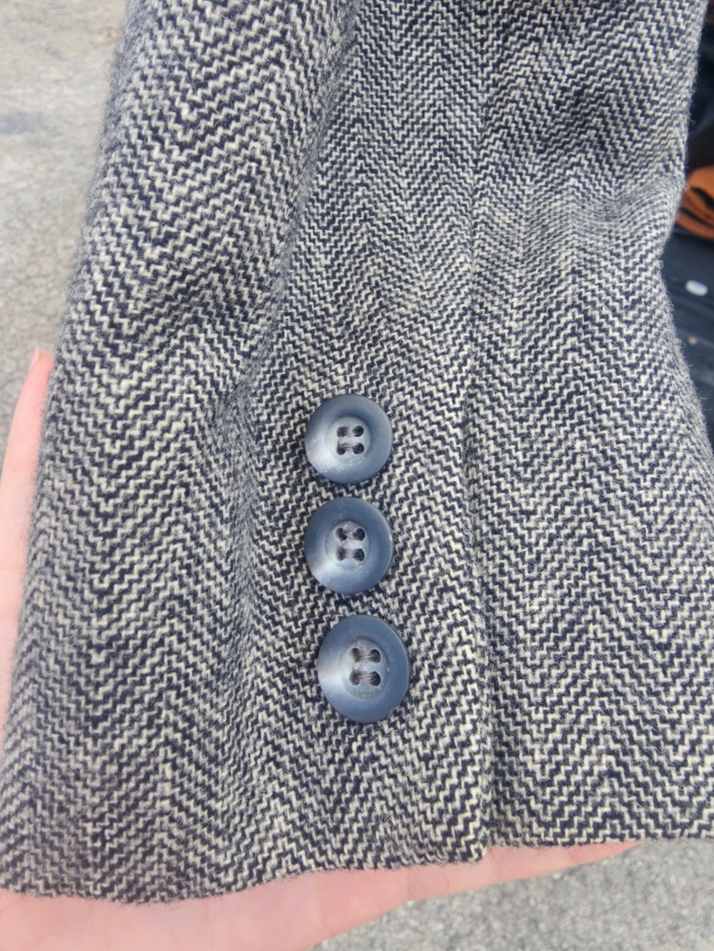 Vintage Pendleton Wool Skirt Suit Set Blazer Grey Herringbone Size 12 USA Made - Picture 4 of 16